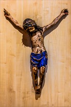 Painted wooden crucifix