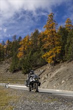 Motorcyclist photographs national park