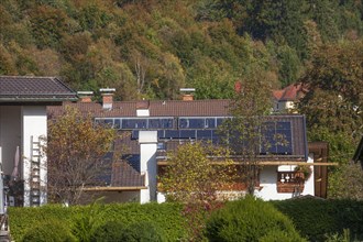 Residential building with solar roof