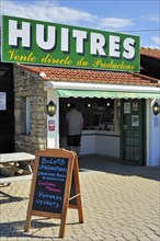 Shop at oyster farm selling oysters on the island Ile de Noirmoutier