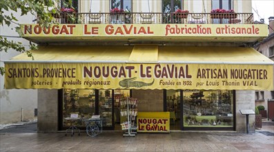 Candy store Nougat Le Gavial selling regional specialities at Montelimar