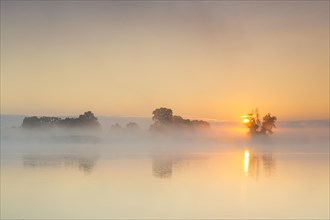 River Elbe covered in mist at dawn