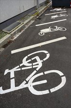 Car park with pictograms for bicycles in Kempten