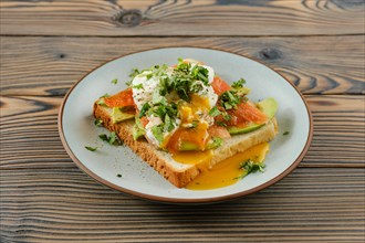 Sandwich with salty trout and poached egg