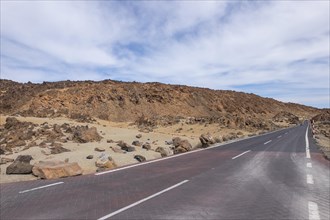 Road through lava fields in Teide National Park