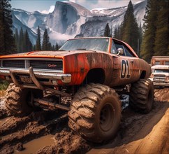Rusty dirt offroad 4x4 american general lee lifted vintage custom camper conversion jeep overlanding in mountain roads