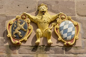 Coat of arms with a lion above the entrance door of the Hilpoltstein residence