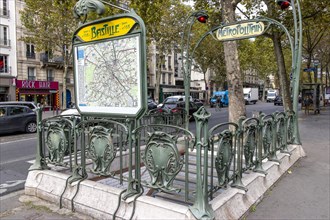 Art Nouveau entrance to Bastille metro station