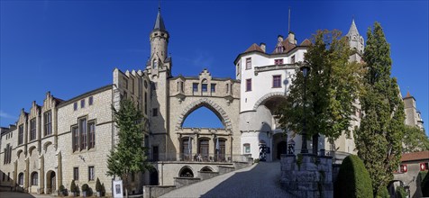 Panoramic photo of the entrance to Hohenzollern Castle Sigmaringen