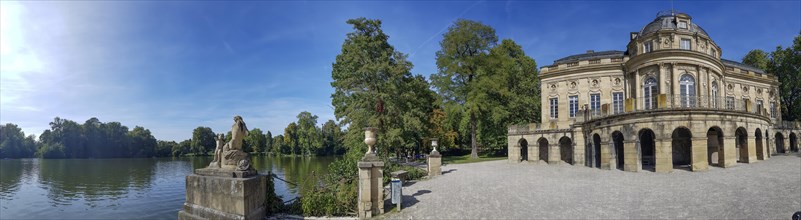 Panoramic photo of Monrepos Palace and Lake