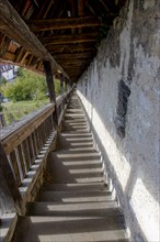 Rope corridor from Esslingen Castle with vineyards