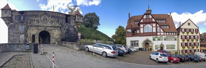 Panoramic photo of the entrance to Hohentuebingen Palace