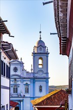 Baroque and colonial architecture present on the facades of historic houses and churches in the city of Diamantina in Minas Gerais
