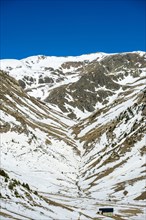 Snowy landscape in the Pyrenees mountains in Andorra