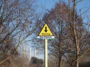 Gas pipeline sign and power station