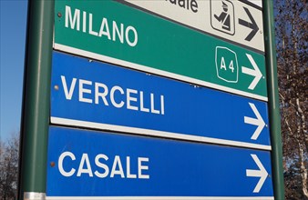 Milan Vercelli Casale direction sign