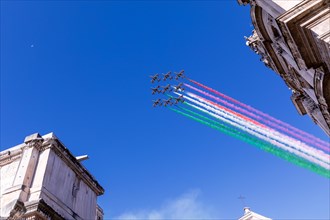 Frecce Tricolori flying over Rome