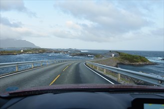 Driving along the Atlantic Road in Norway