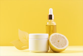 Serum bottle with yellow background