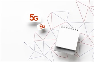 Top view 5g sim cards with smartphone internet communication network
