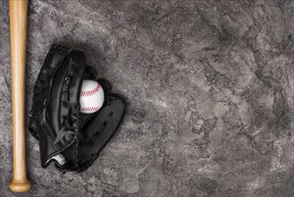 Top view baseball glove with copy space