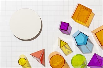 Top view colorful geometric shapes
