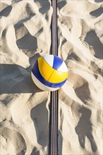 Top view volleyball beach sand