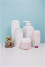Various cosmetics bottles