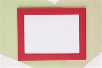 White frame with red border paper background