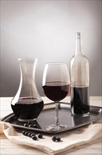 Arrangement bottles glass wine