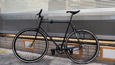 Black vintage bicycle outdoors