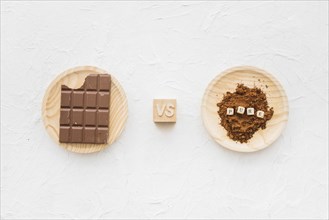 Chocolate versus cocoa powder with pure cubic blocks