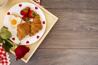 Creative romantic breakfast tray
