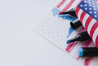 Drawing american flag by markers