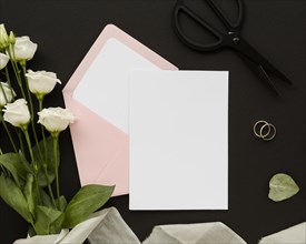 Empty card with rose bouquet