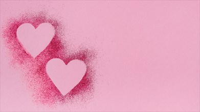 Heart shapes from glitter powder