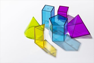 High angle colorful translucent shapes