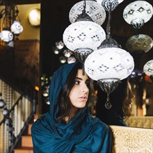 Lamps woman arab restaurant