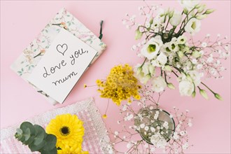 Love you mum inscription with flowers notebook