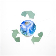 Recycle logo with globe drawing