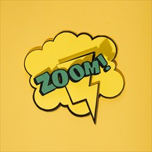Zoom phrase cartoon expression illustration speech bubble against yellow background