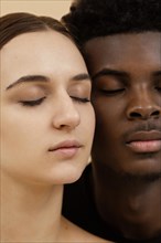 Close up interracial couple