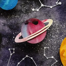 Creative composition paper planets 4