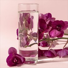 Glass with water flowers