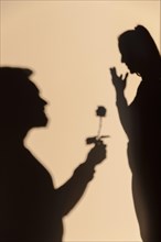 Silhouettes man woman having date home 3