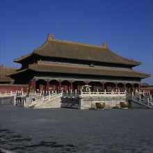 Profile view of the Qia Qing Gong Heavenly Purity Palace in the Forbidden City