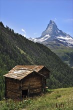 The Matterhorn and traditional wooden granaries