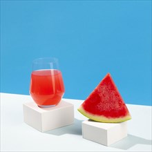 Delicious watermelon slice juice glass