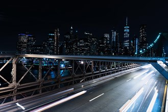 Motion blur bridge with cars night