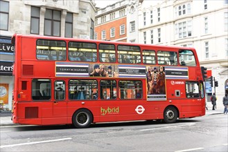 Double-decker bus with advertising